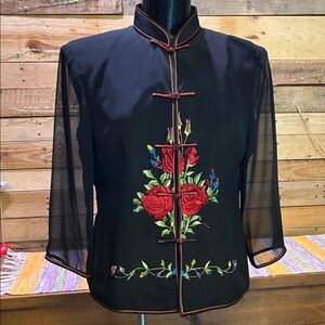 G10 Collection, sz XL, sheer sleeves, embroidered